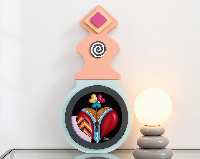 Abstract Heart Wall Sculpture: Cubist Wooden Decor 3D Love Gift Unique Modern Pop Art
