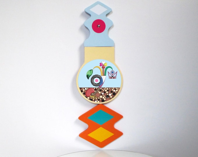 Colourful Wooden Wall Art Abstract Cubist Seedling to Flower Sculpture  Growth & Grace Modern Decor  Inspirational Gift Mindfulness Gift