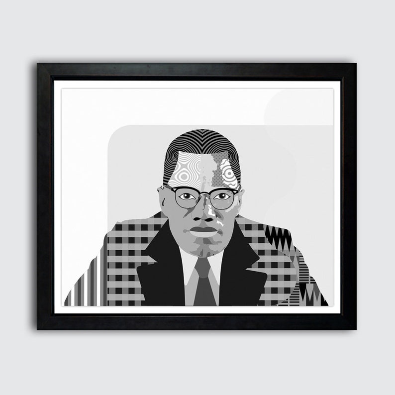 Malcolm X Wall Art Black History Month Civil Rights Etsy