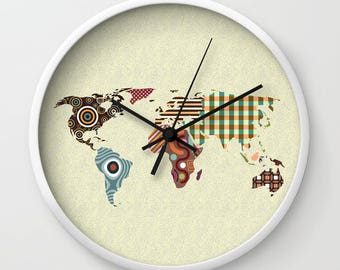 World Map Clock, Printed Wall Clock Globe Décor