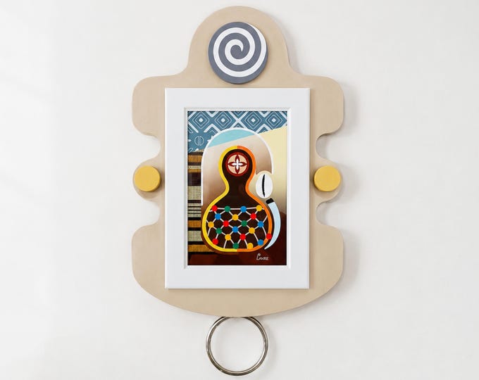 Yoruba Shekere Instrument Art, African Music Print Decor Geometric Musical Afrocentric Gift