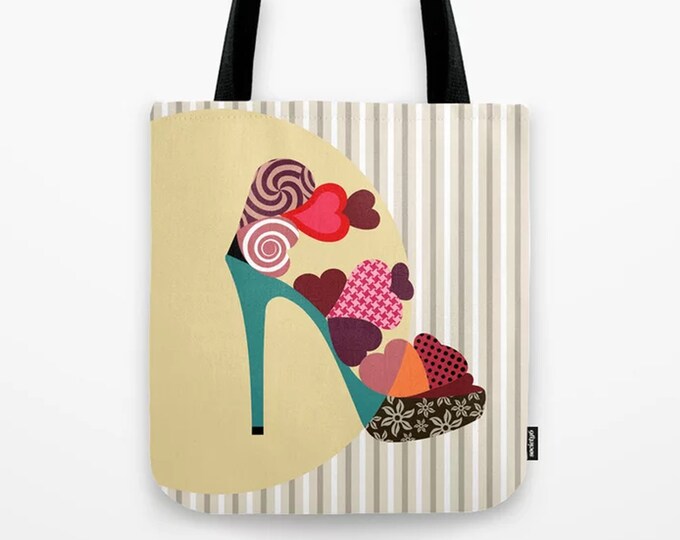 Shoe Tote Ladies Canvas Bag, Valentine Gift For Her