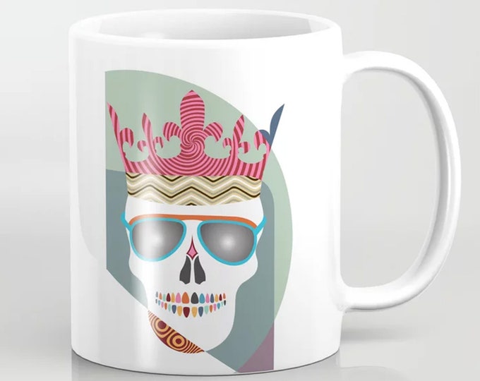 Skull Ceramic Mug, Halloween Coffee Cup Skeleton Gift