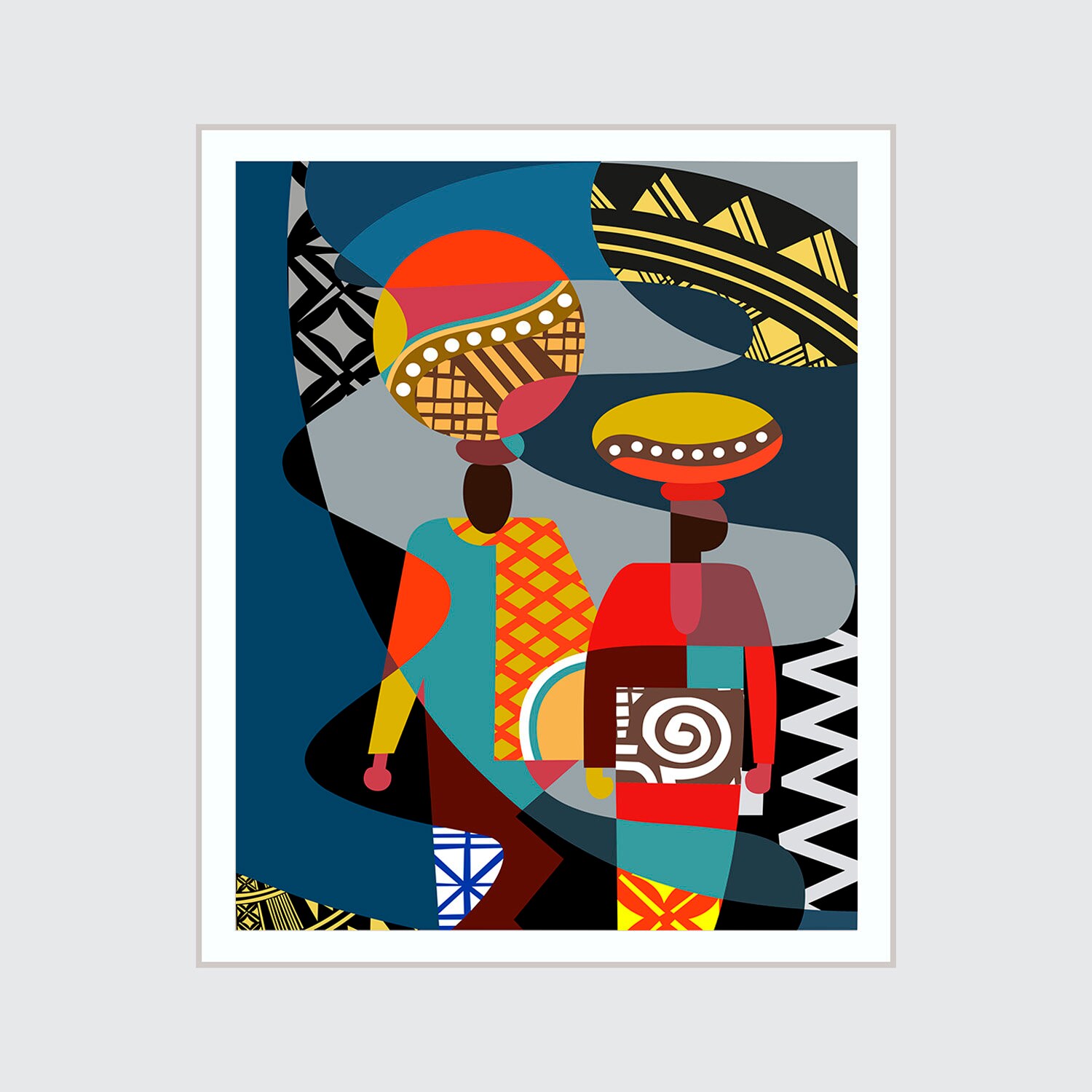 African Art Print, Afrocentric Decor Abstract Painting Ethnic Print