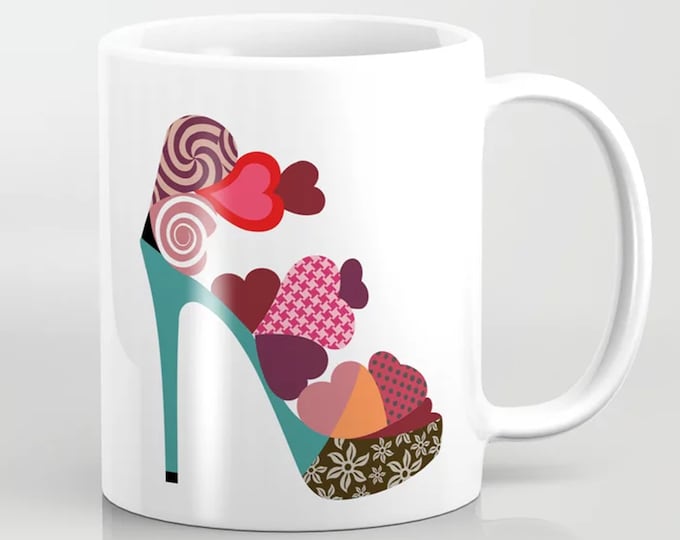 Shoe Mug Heart Ceramic Cup, Valentine Gift For Her