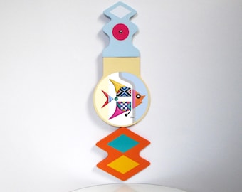 Geometric Fish Wall Art: Abstract Cubist Wooden Sculpture
