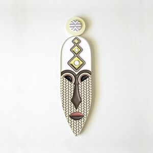 Abstract African Mask Wall Sculpture: Boho Wood Art, Legacy Reborn