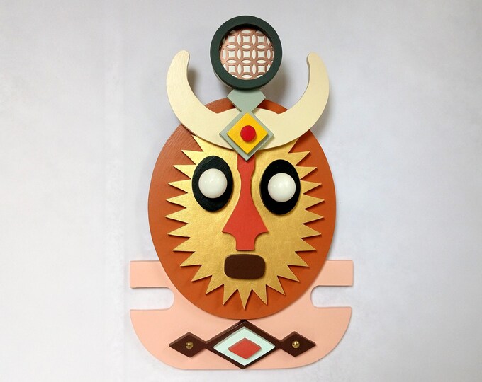 Modern African Mask Original Wooden Afrocentric Wall Sculpture Black American Art