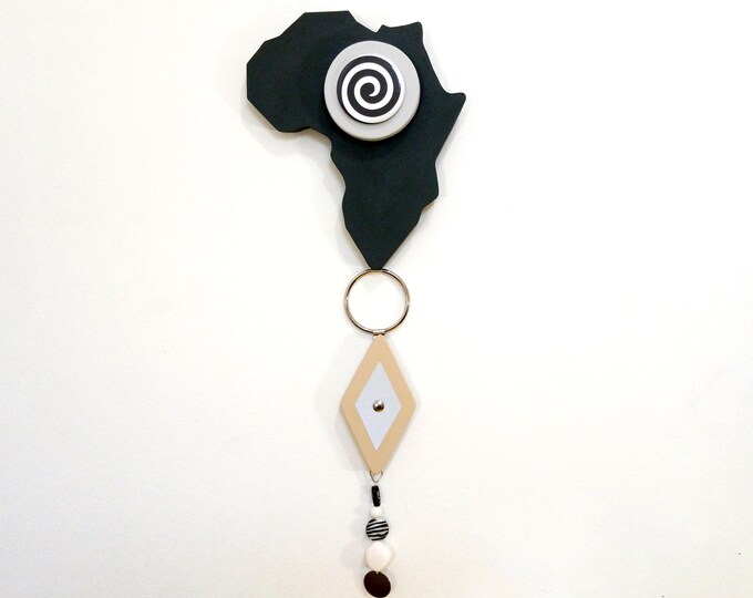 African Map Wall Art: Wooden Mixed Media Wall Sculpture Afrocentric Home Décor