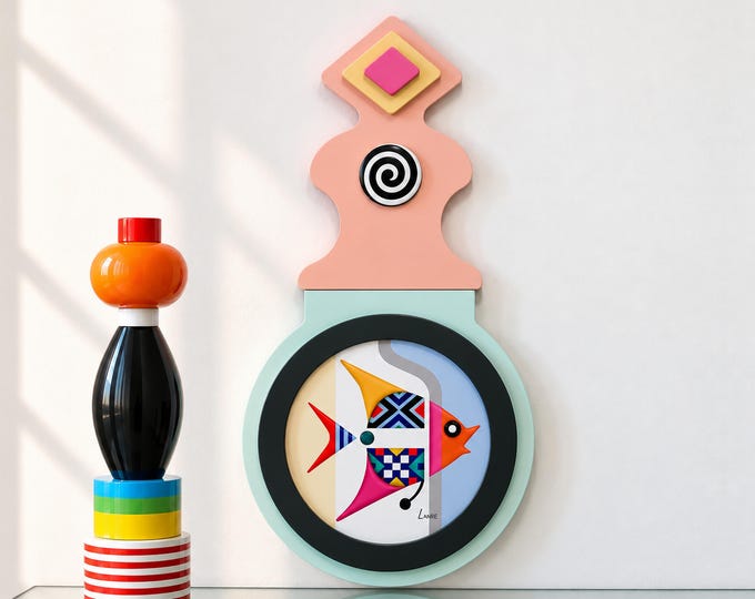 Geometric Fish Wall Art: Abstract Cubist Wooden Sculpture