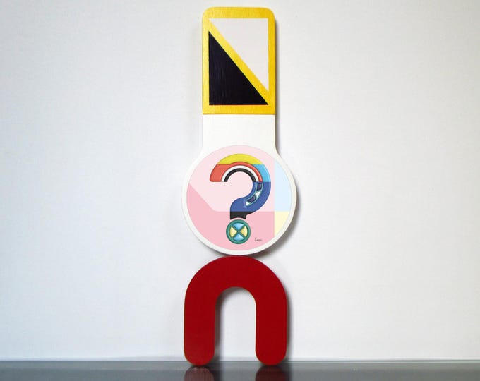 Abstract Cubist Wooden Sculpture Colourful Pop Art Decor on Purpose & Confidence Inspirational Modern Wall Hanging Question Mark Wall Art