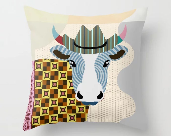 Cow Pillow Cattle Decor, Farmers Cushion