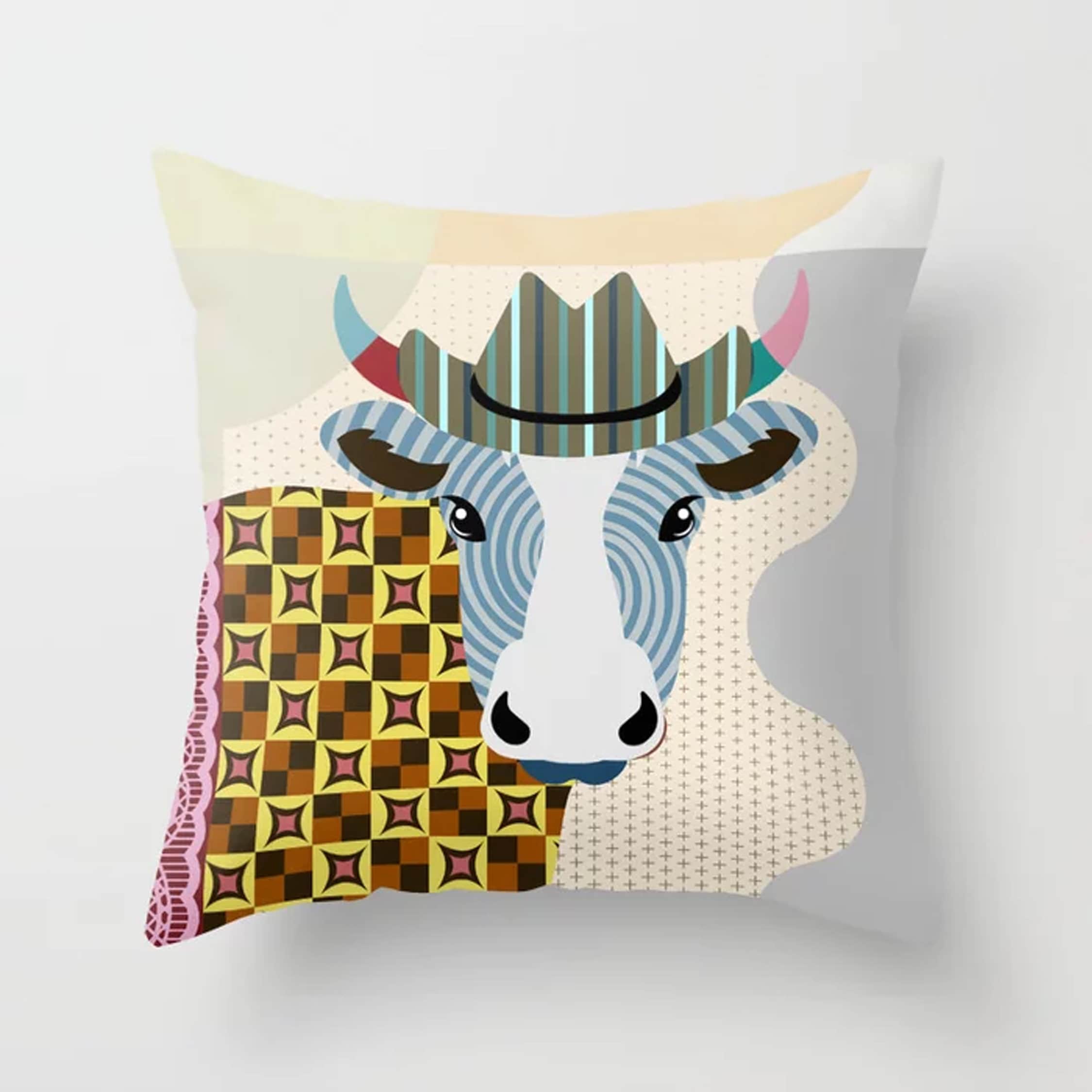 Cow Pillow Cattle Decor, Farmers Cushion