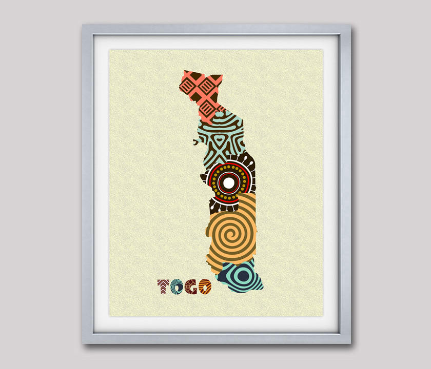 Togo Map Art Print Wall Decor Togo Poster Lomé Togo West | Etsy