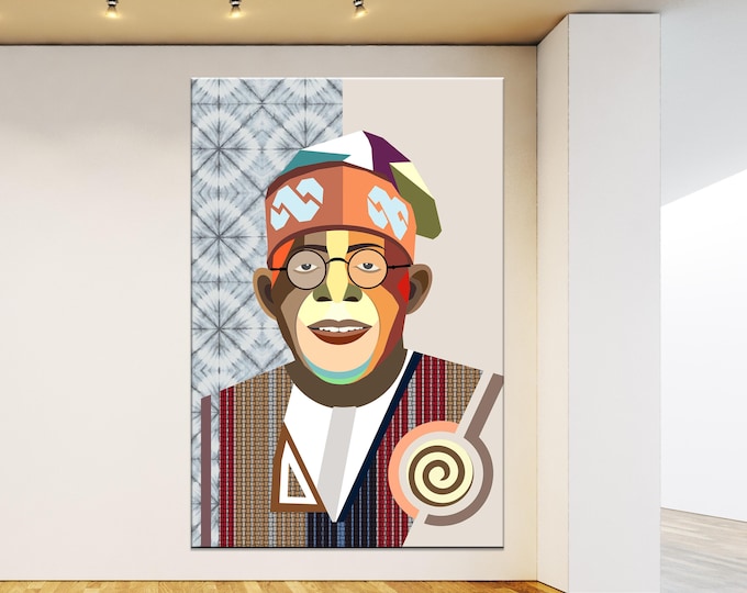 President Bola Ahmed Tinubu — Yoruba Heritage Geometric Portrait