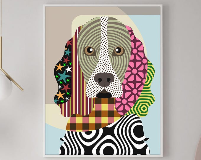 Cocker Spaniel Dog Pop Art, Pet Portrait Animal Art Painting