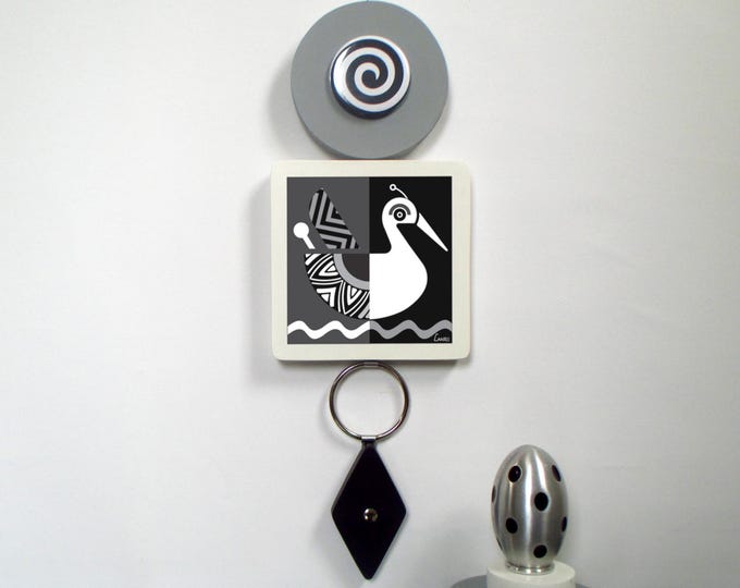 Minimalist Black & White Duck Wall Sculpture Abstract Cubist Wooden Art Modern Line Art Home Decor  Inspirational Gift on Resilience | Calm