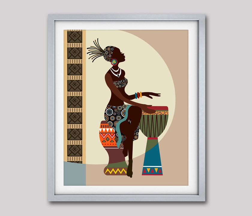 African Art American Wall Woman African Art American Wall Woman Painting Black Decor
