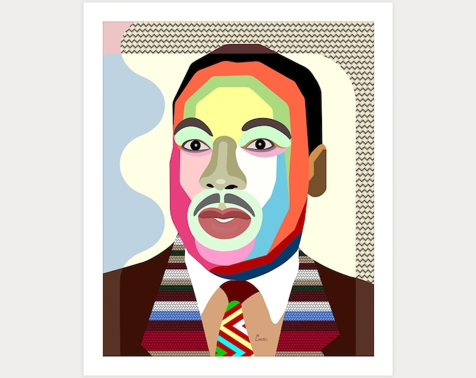 Martin Luther King Jr. Portrait, Civil Rights Artwork, Afrocentric Black History Decor