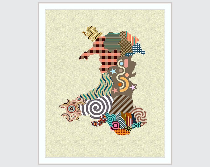 Wales Wall Art Map, Great Britain UK Print Poster