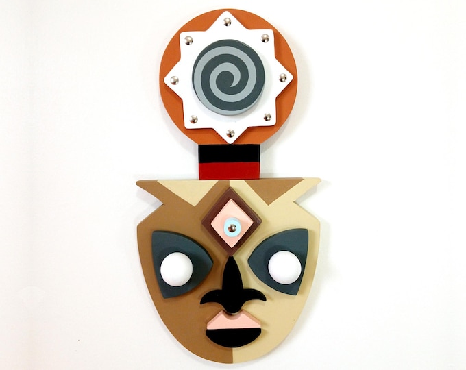 Original African Mask: Wooden Modern Art Wall Sculpture
