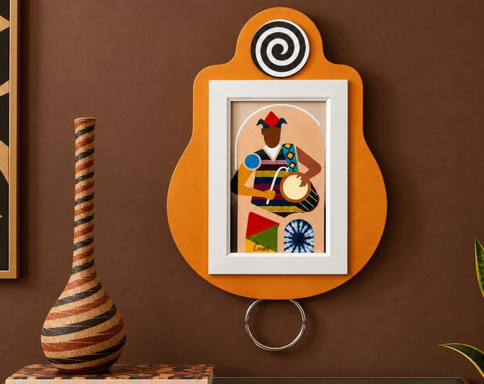 Yoruba Talking Drum Art, African Musician Print, Gangan Cultural Heritage Gift, Afrocentric Home Style