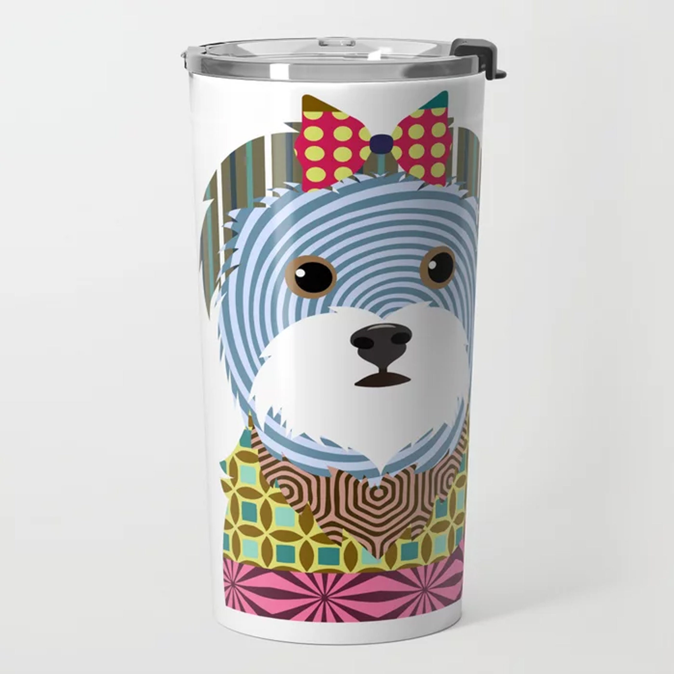 Maltese Gift Metal Travel Mug, Cute Dog Tumbler Cup