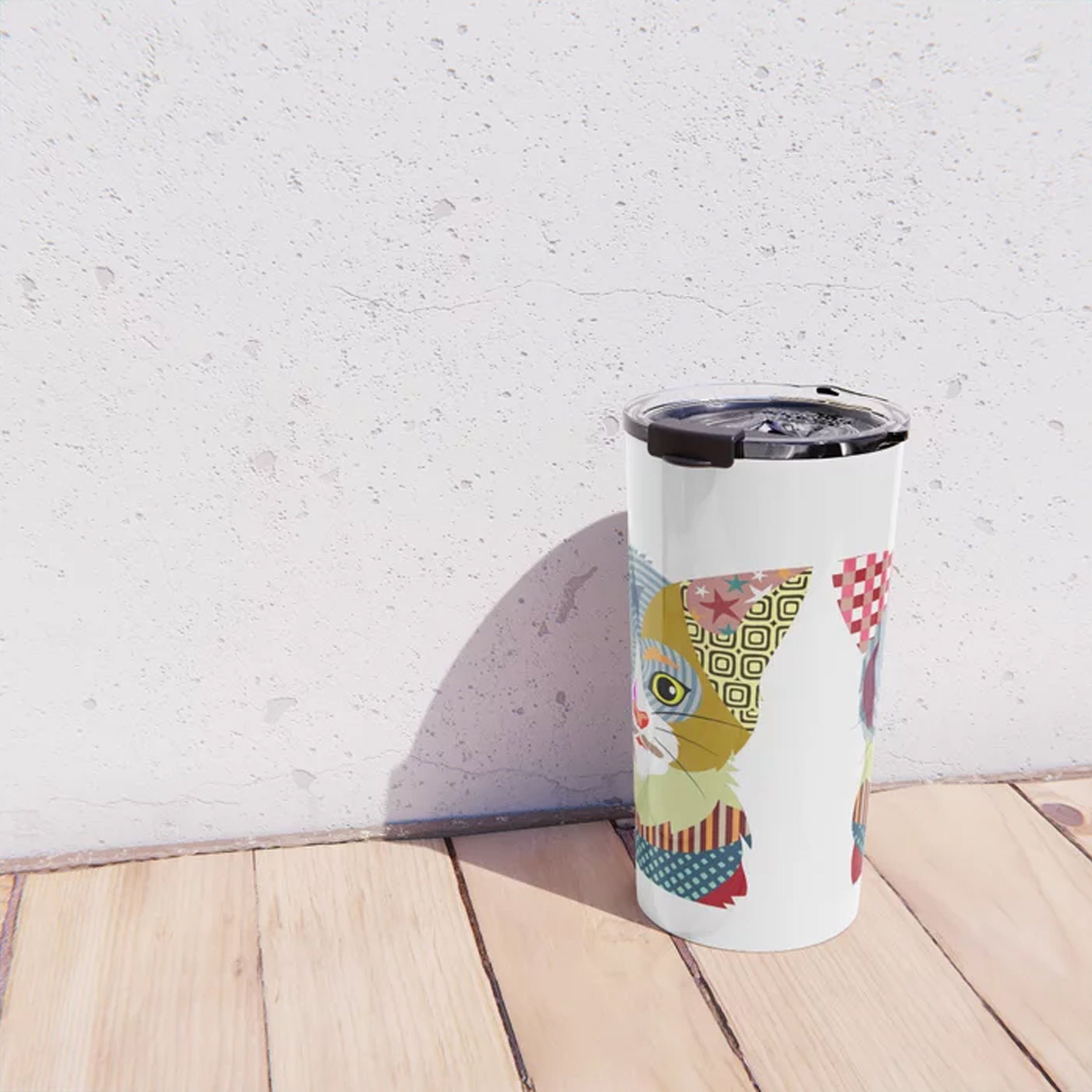 Cat Travel Coffee Mug, Kitten Stainless Steel Cup