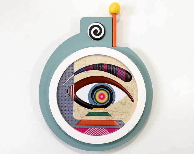 Cubist Eye Wall Art: Colorful Abstract Wooden Sculpture Limited Edition