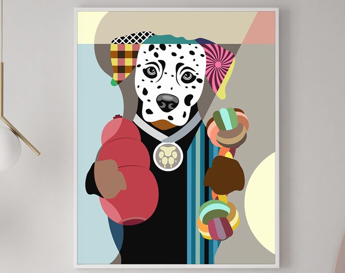 Dalmatian Art Print Leopard Carriage Spotted Coach Firehouse Pet Portrait Dog Lover Gift