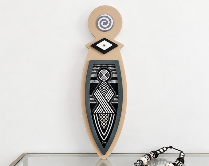 Modern African Wall Art : Black & White Afrocentric Geometric Decor Abstract Heritage Artwork