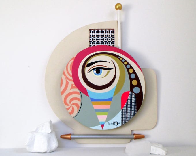 Unique Wall Sculpture Original Abstract Acrylic Painting One Of A Kind Art Colourful Cubism 3D Wooden Decor