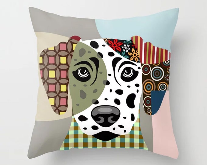 Dalmatian Pillow, Dog Cushion  Puppy Décor Pet Portrait