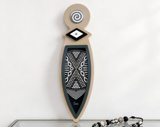 Modern African Wall Art : Afrocentric Geometric Decor Black & White Abstract Heritage Artwork