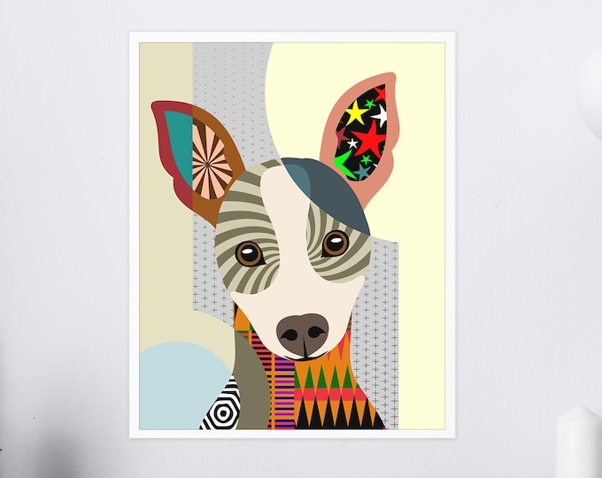 Rat Terrier Art Décor Painting Dog Pop Art Pet Portrait Canine Doggy Print Painting