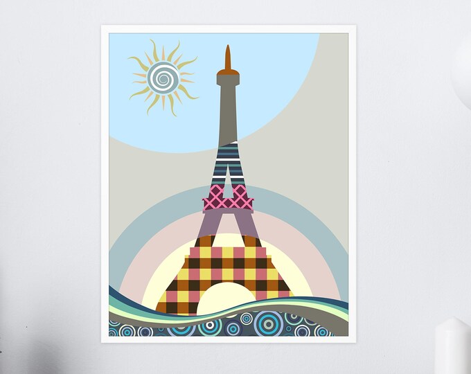 Eiffel Tower Art Print, Paris Poster Architecture Gift Abstract Home Decor