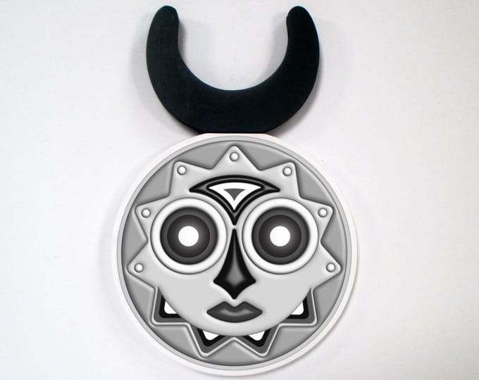 Abstract Cubist African Mask Wall Sculpture Black & White Wooden Afro-Futurist Art Modern Tribal Wall Decor