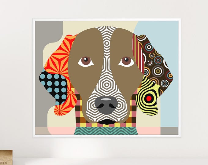 Weimaraner Wall Art Pet Portrait Weim Canine Poster Dog Lover Gift