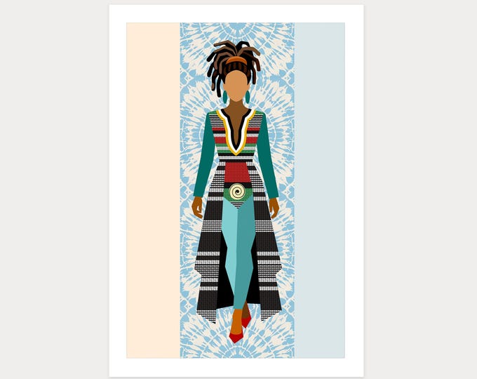 Rooted Black Woman Wall Art Contemporary African Geometric Minimalist Limited Edition Heritage Print
