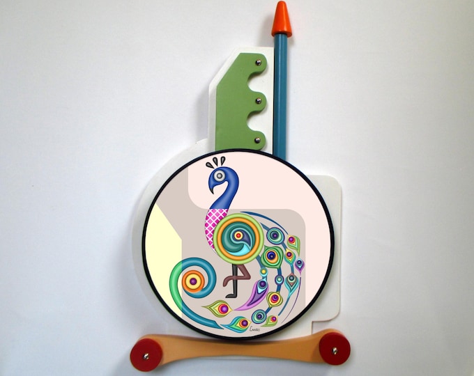 Abstract Cubist Peacock Wall Sculpture Colourful 3D Wooden Art with Geometric Feather Design Inspirational Home Decor Animal Wall Hanging