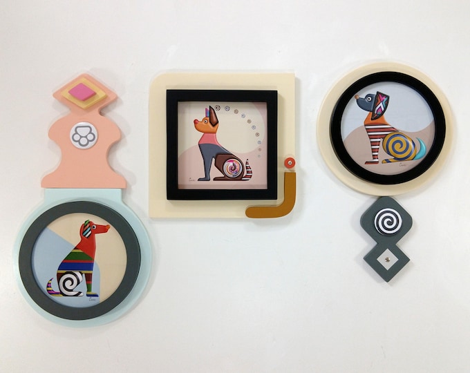 Abstract Cubist Dog Decor: Colourful 3D Canine Painting Modern Pet Lover Gift Animal Decor