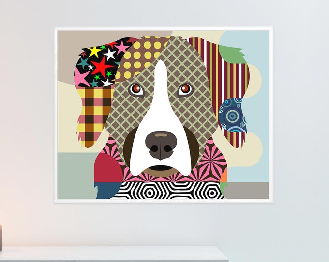 Bernese Mountain Dog Pop Art Berner Pet Portrait Dog Lover Gift