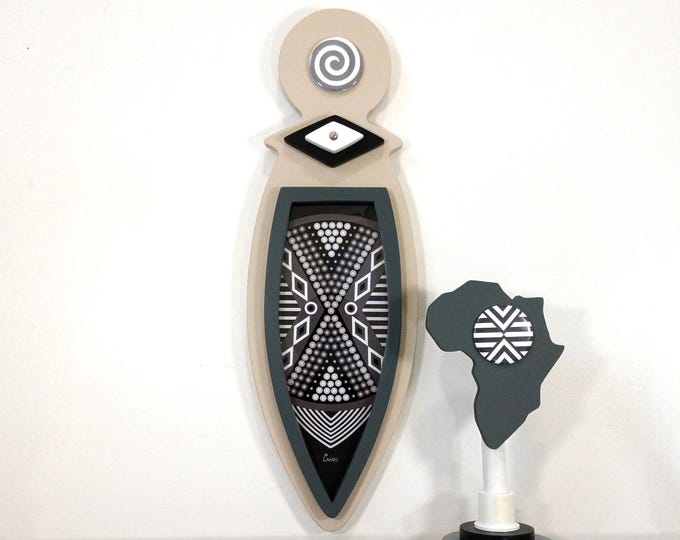 Modern African Wall Art : Afrocentric Geometric Decor Black & White Abstract Heritage Artwork