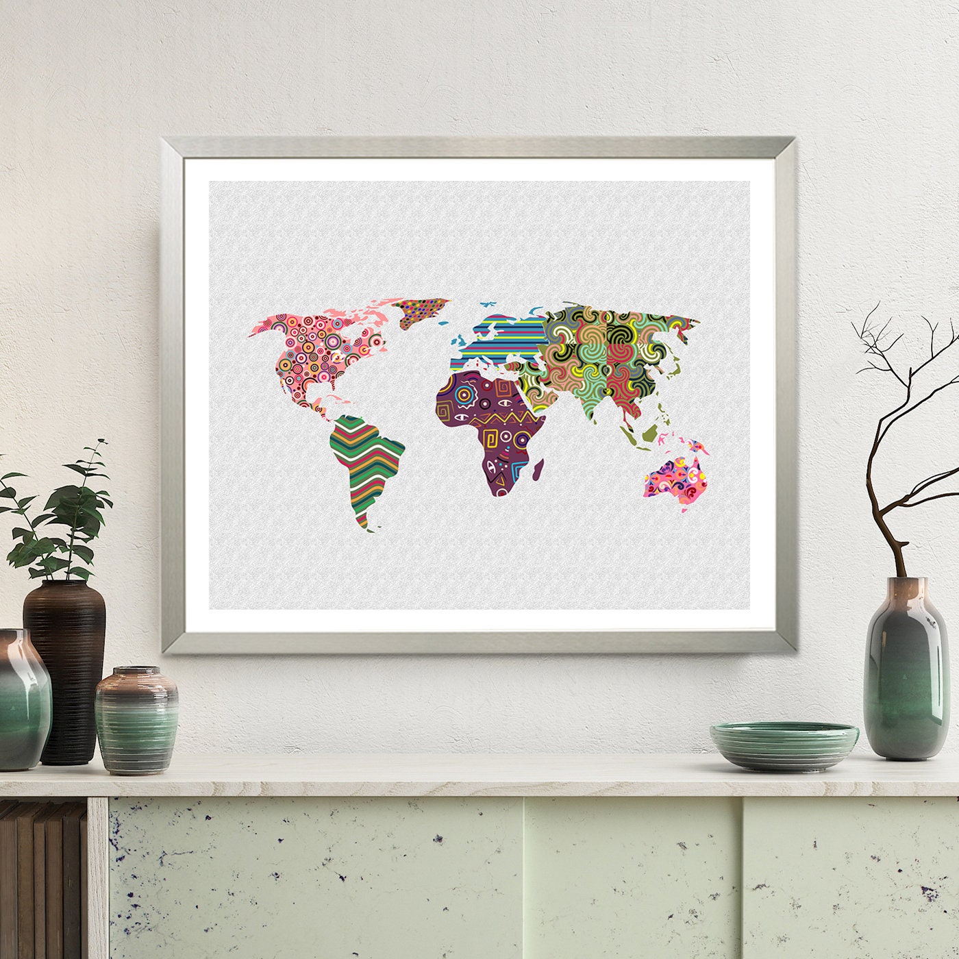 World Map Poster, Global Map Wall