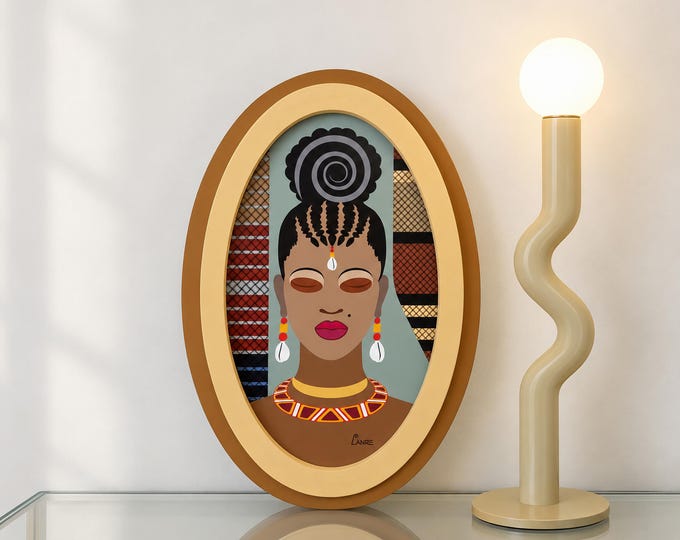 Afrocentric Woman Wooden Wall Art, Natural Hair Pop Art Sculpture