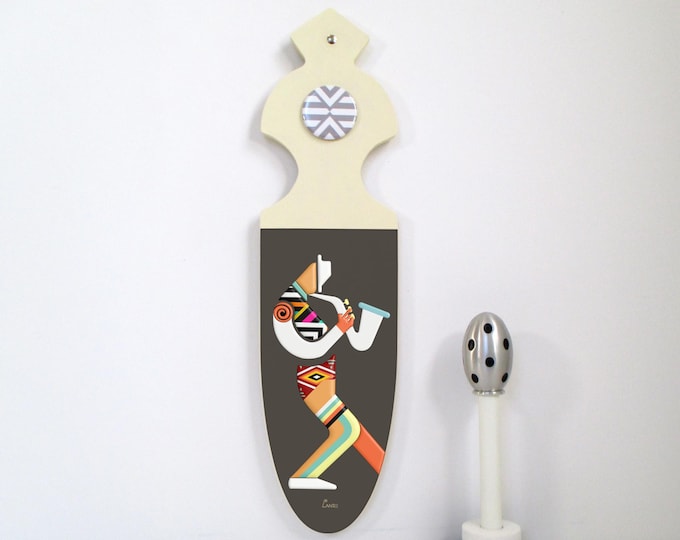 Abstract saxophonist Wooden Jazz Sculpture Colourful Music Pop Art Decor