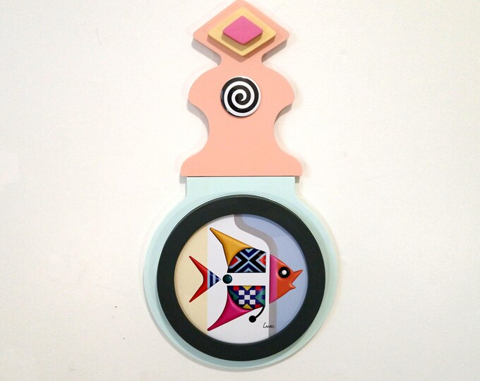 Geometric Fish Wall Art: Abstract Cubist Wooden Sculpture