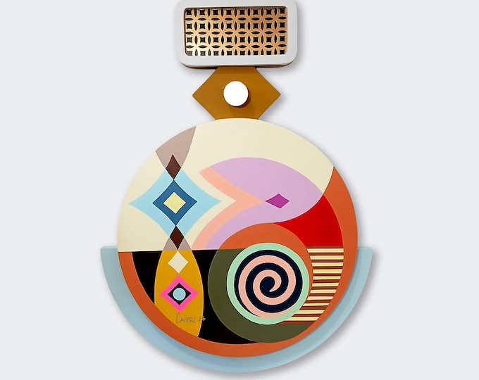 Original Abstract Wall Sculpture: Cubist Modern Art Geometric Colourful Acrylic Painting Home Decor