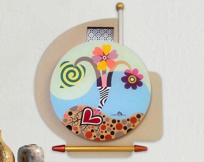Original Abstract Acrylic Painting 3D Wooden Wall Pop Art Sculpture One Of A Kind Art