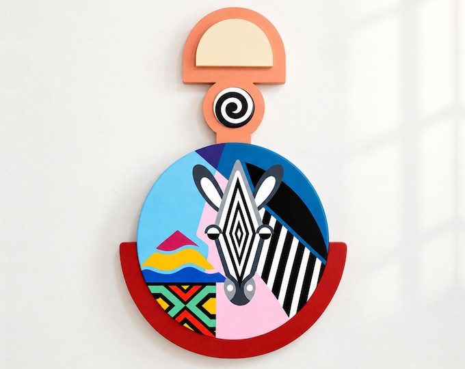 Zebra Wall Art Sculpture: Cubist Abstract Animal Modern Contemporary Wall Decor